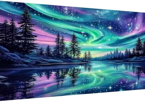Ekuxom Large Diamond Art Kits for Adults, Moon Diamond Painting Kits for Adults, Full Round Big Diamond Art Paint by Diamonds Wall Art Decor 27.5x15.7 inch in Kuwait