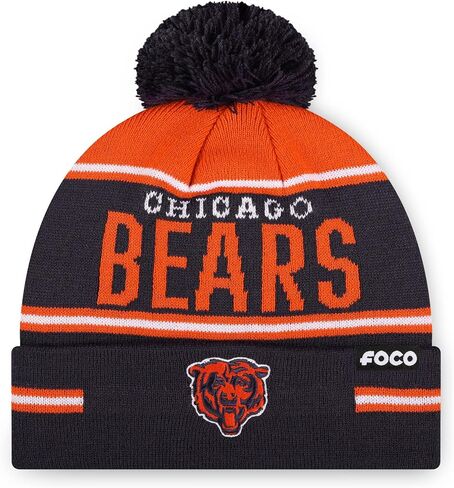 FOCO NFL Team Logo Big Wordmark Stripe Pom Beanie Hat in Saudi Arabia