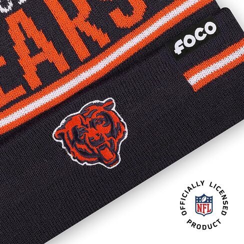 FOCO NFL Team Logo Big Wordmark Stripe Pom Beanie Hat in Saudi Arabia