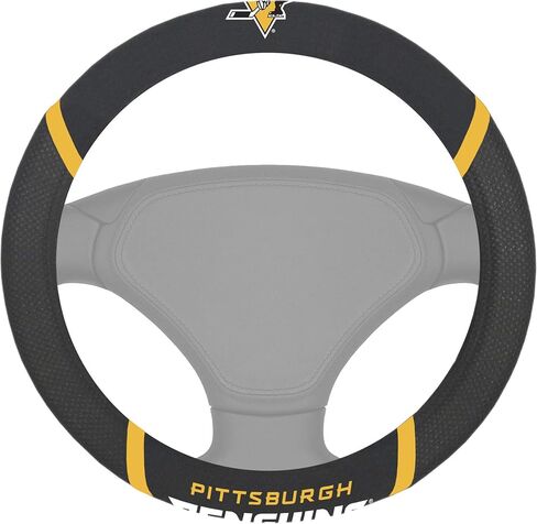 FANMATS 14885 Pittsburgh Penguins Embroidered Steering Wheel Cover Black 15"x15" in Saudi Arabia
