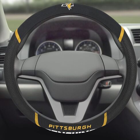 FANMATS 14885 Pittsburgh Penguins Embroidered Steering Wheel Cover Black 15"x15" in Saudi Arabia