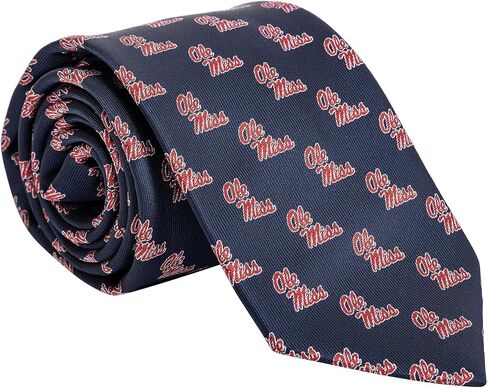 جامعة صبار الصحراء ميسيسيبي - ربطة عنق Ole Miss U of M Ole Miss Rebels 100% بوليستر مع شعار، مرخصة رسميًا (النمط B) in Kuwait