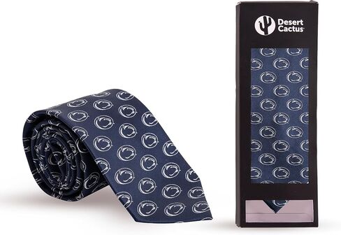 ربطة عنق من Desert Cactus Penn State University PSU Nittany Lions 100% بوليستر مع شعار، مرخصة رسميًا (النمط B) in Kuwait