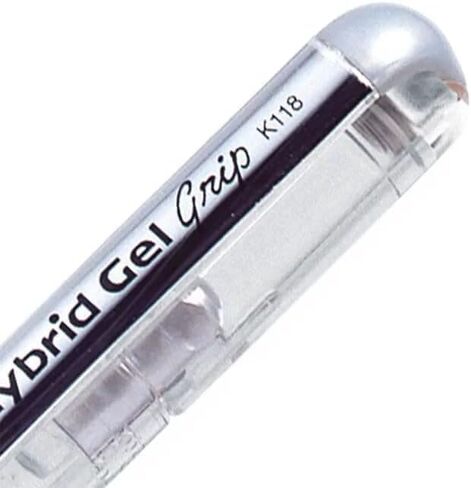 Pentel K118 Hybrid Gel Metallic Ink Pen - 0.8mm Tip Nib - With Rubber Finger Grip - White Ink (6) in Kuwait