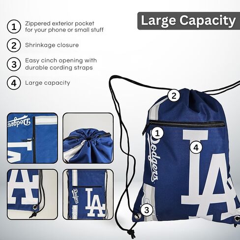حقيبة ظهر FOCO Los Angeles Dodgers ذات الشعار الكبير مع جيب بسحاب ثانٍ - حقيبة Dodgers ذات إصدار محدود - MLB Gear - أظهر روح فريقك مع معدات LA Dodgers Fan Gear المرخصة رسميًا in Kuwait