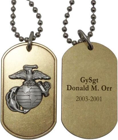 علامة Indiana Metal Craft US Marine Corps النحاسية للكلاب مع شعار Pewter EGA وإضفاء الطابع الشخصي صُنعت في الولايات المتحدة الأمريكية in Saudi Arabia
