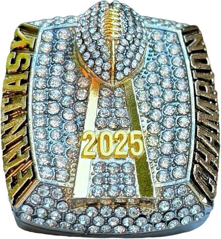 Legacy Rings 2025 Huge Fantasy Football Championship Trophy Ring | Gold Silver Tone Plated Award for Fantasy Football League Winner in Saudi Arabia