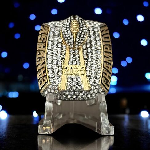 Legacy Rings 2025 Huge Fantasy Football Championship Trophy Ring | Gold Silver Tone Plated Award for Fantasy Football League Winner in Saudi Arabia