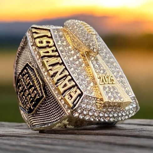 Legacy Rings 2025 Huge Fantasy Football Championship Trophy Ring | Gold Silver Tone Plated Award for Fantasy Football League Winner in Saudi Arabia