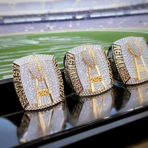 Legacy Rings 2025 Huge Fantasy Football Championship Trophy Ring | Gold Silver Tone Plated Award for Fantasy Football League Winner in Saudi Arabia