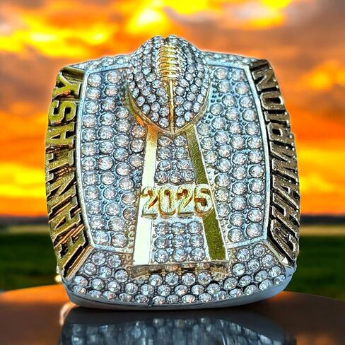 Legacy Rings 2025 Huge Fantasy Football Championship Trophy Ring | Gold Silver Tone Plated Award for Fantasy Football League Winner in Saudi Arabia