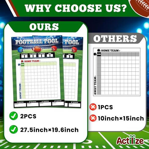 Actilize 2 حزمة ملصقات حمام السباحة لكرة القدم، 19.7 × 27.5 بوصة لوحة مربعات كرة القدم، ديكورات الحفلات لحفلة السوبر بول، حمام السباحة المكتبي، لوازم حفلات الباب الخلفي in Kuwait