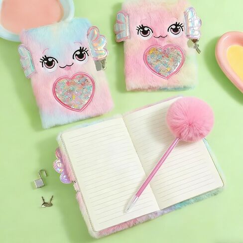 MOCETY Axolotl Diary with Lock, Gift, Secret Diary Journal Notebook with Plush Pen, 8 PCS Axolotl Stickers, Cute Axolotl Headband, Axolotl Necklace Axolotl Practical Gift for Birthday in Saudi Arabia