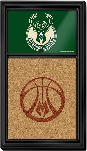 The Fan-Brand NBA Milwaukee Bucks: لوحة ملاحظات من الفلين - ديكور رياضي للمنزل وغرفة الألعاب وكهف المعجبين والمرآب - صناعة أمريكية in Kuwait