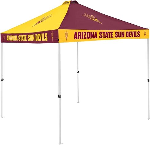 شعار العلامات التجارية NCAA Arizona State Sun Devils مقاس 9 × 9 أقدام، خيمة بمظلة خلفية للشطرنج - 9 × 9 بوصة، سقف بفتحات تهوية، ارتفاع قابل للتعديل، حقيبة حمل بعجلات، فولاذ مطلي بالمسحوق in Kuwait