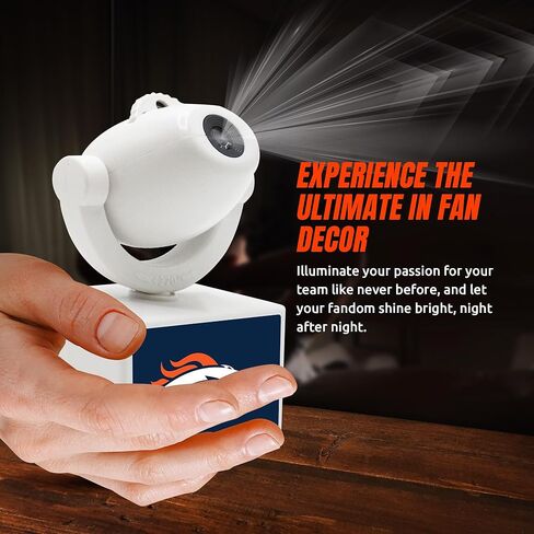 Sporticulture NFL American Football Denver Broncos - جهاز عرض صغير LED قابل للتعديل مع 6 تصميمات لشعار الفريق - مصباح كشاف محمول وقابل لإعادة الشحن - يعمل بالبطارية - 4.375 بوصة × 3.125 بوصة in Saudi Arabia