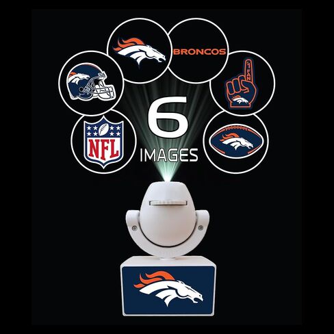 Sporticulture NFL American Football Denver Broncos - جهاز عرض صغير LED قابل للتعديل مع 6 تصميمات لشعار الفريق - مصباح كشاف محمول وقابل لإعادة الشحن - يعمل بالبطارية - 4.375 بوصة × 3.125 بوصة in Saudi Arabia