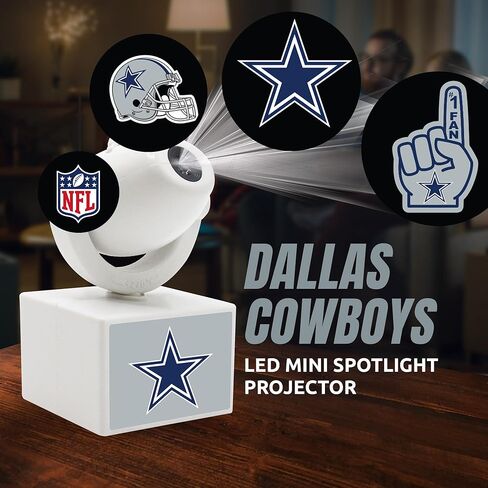 Sporticulture NFL American Football Dallas Cowboys - Adjustable Led Mini Spotlight Projector with 6 Team Logo Designs - Portable & Rechargeable Spotlight - Battery-Operated - 4.375" x 3.125" in Saudi Arabia