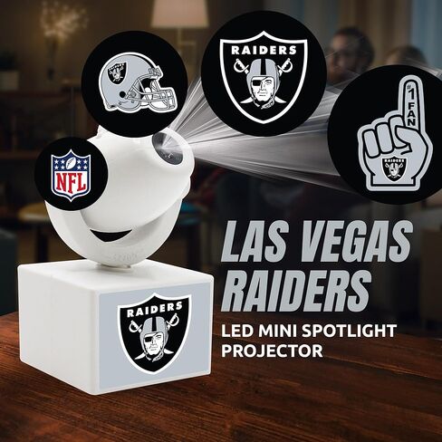 Sporticulture NFL American Football Las Vegas Raiders - جهاز عرض كشاف صغير LED قابل للتعديل مع 6 تصميمات لشعار الفريق - مصباح كشاف محمول وقابل لإعادة الشحن - يعمل بالبطارية - 4.375 بوصة × 3.125 بوصة in Saudi Arabia
