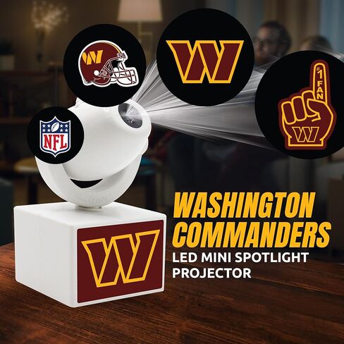 Sporticulture NFL American Football Washington Commanders - Adjustable Led Mini Spotlight Projector with 6 Team Logo Designs - Portable & Rechargeable Spotlight - Battery-Operated - 4.375" x 3.125" in Saudi Arabia