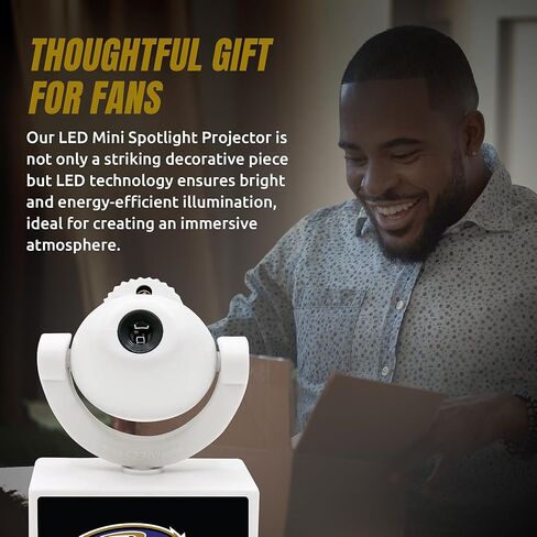 Sporticulture NFL American Football Baltimore Ravens - Adjustable Led Mini Spotlight Projector with 6 Team Logo Designs - Portable & Rechargeable Spotlight - Battery-Operated - 4.375" x 3.125" in Saudi Arabia