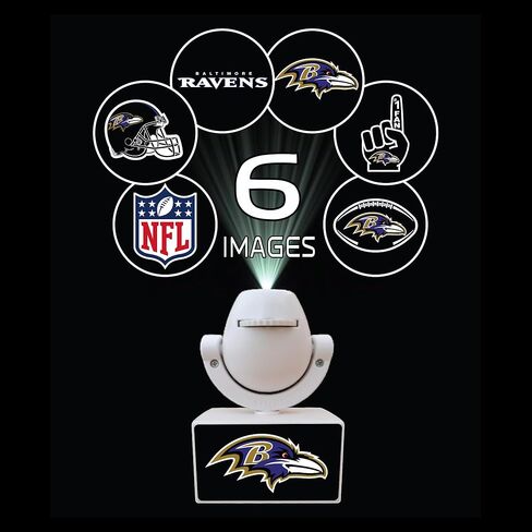 Sporticulture NFL American Football Baltimore Ravens - Adjustable Led Mini Spotlight Projector with 6 Team Logo Designs - Portable & Rechargeable Spotlight - Battery-Operated - 4.375" x 3.125" in Saudi Arabia