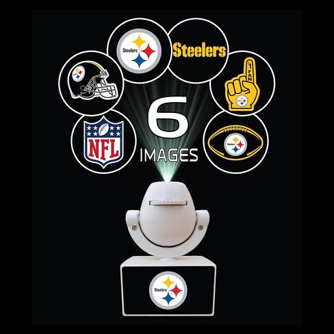 Sporticulture NFL American Football Pittsburgh Steelers - جهاز عرض كشاف صغير LED قابل للتعديل مع 6 تصميمات لشعار الفريق - مصباح كشاف محمول وقابل لإعادة الشحن - يعمل بالبطارية - 4.375 بوصة × 3.125 بوصة in Saudi Arabia