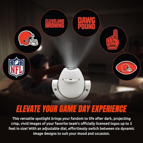 Sporticulture NFL American Football Cleveland Browns - Adjustable Led Mini Spotlight Projector with 6 Team Logo Designs - Portable & Rechargeable Spotlight - Battery-Operated - 4.375" x 3.125" in Saudi Arabia