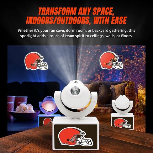 Sporticulture NFL American Football Cleveland Browns - Adjustable Led Mini Spotlight Projector with 6 Team Logo Designs - Portable & Rechargeable Spotlight - Battery-Operated - 4.375" x 3.125" in Saudi Arabia