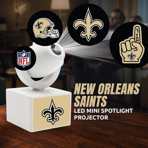 Sporticulture NFL American Football New Orleans Saints - Adjustable Led Mini Spotlight Projector with 6 Team Logo Designs - Portable & Rechargeable Spotlight - Battery-Operated - 4.375" x 3.125" in Saudi Arabia