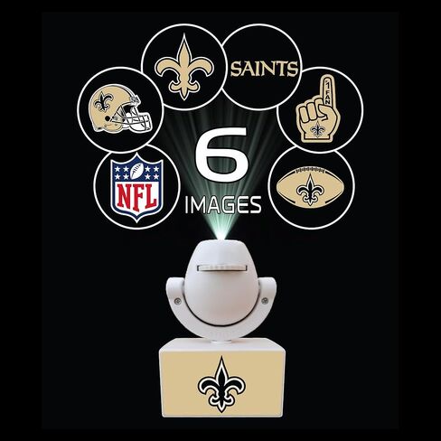 Sporticulture NFL American Football New Orleans Saints - Adjustable Led Mini Spotlight Projector with 6 Team Logo Designs - Portable & Rechargeable Spotlight - Battery-Operated - 4.375" x 3.125" in Saudi Arabia