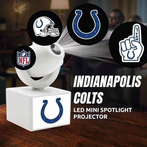 Sporticulture NFL American Football Indianapolis Colts - جهاز عرض صغير LED قابل للتعديل مع 6 تصميمات لشعار الفريق - مصباح كشاف محمول وقابل لإعادة الشحن - يعمل بالبطارية - 4.375 بوصة × 3.125 بوصة in Kuwait