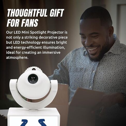 Sporticulture NFL American Football Indianapolis Colts - جهاز عرض صغير LED قابل للتعديل مع 6 تصميمات لشعار الفريق - مصباح كشاف محمول وقابل لإعادة الشحن - يعمل بالبطارية - 4.375 بوصة × 3.125 بوصة in Kuwait