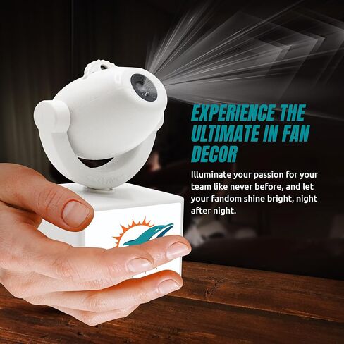 Sporticulture NFL American Football Miami Dolphins - جهاز عرض صغير LED قابل للتعديل مع 6 تصميمات لشعار الفريق - مصباح كشاف محمول وقابل لإعادة الشحن - يعمل بالبطارية - 4.375 بوصة × 3.125 بوصة in Kuwait