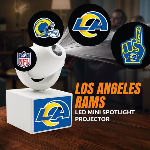 Sporticulture NFL American Football Los Angeles Rams - جهاز عرض كشاف صغير LED قابل للتعديل مع 6 تصميمات لشعار الفريق - مصباح كشاف محمول وقابل لإعادة الشحن - يعمل بالبطارية - 4.375 بوصة × 3.125 بوصة in Kuwait
