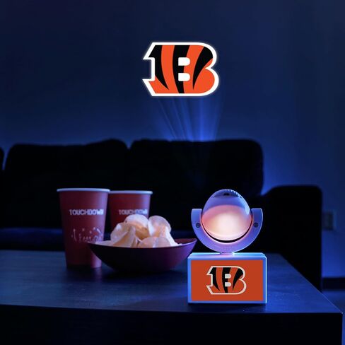 Sporticulture NFL American Football Cincinnati Bengals - جهاز عرض صغير LED قابل للتعديل مع 6 تصميمات لشعار الفريق - مصباح كشاف محمول وقابل لإعادة الشحن - يعمل بالبطارية - 4.375 بوصة × 3.125 بوصة in Kuwait