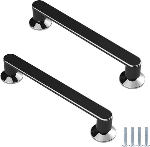 KEXYOAN Drawer Handles 2 Pack Marble Wardrobe Knobs Cabinet Door Suitable for Kitchen Cabinets Dresser Pulls Furniture Hardware(Black,Hole Center 128mm/5 inches) in Kuwait