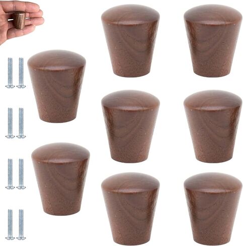 مقابض أدراج أثاث KEXYOAN مكونة من 8 قطع خزانة خشبية ومقابض مدببة مع براغي مناسبة لخزائن الملابس وأدراج خزانة الملابس (خشب الزان، 24 * 28 مم) in Kuwait