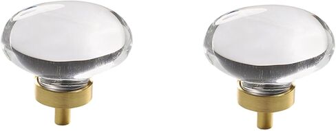 KEXYOAN Handles for Cupboards Draws 6 Pack Egg Crystal Handle Golden Wardrobe Door Brass Knob Drawer Pure Copper Cube-Transparent(Stamen - Transparent) in Kuwait