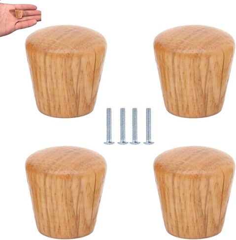 KEXYOAN دولاب مقابض مقابض 4 قطع درج خزانة ملابس مستدير صغير سحب مستدق خشبي طبيعي لأثاث المطبخ والأثاث بلوط 22 * ​​22 مم (بلوط، 22 * ​​22 مم سطح منحني) in Kuwait