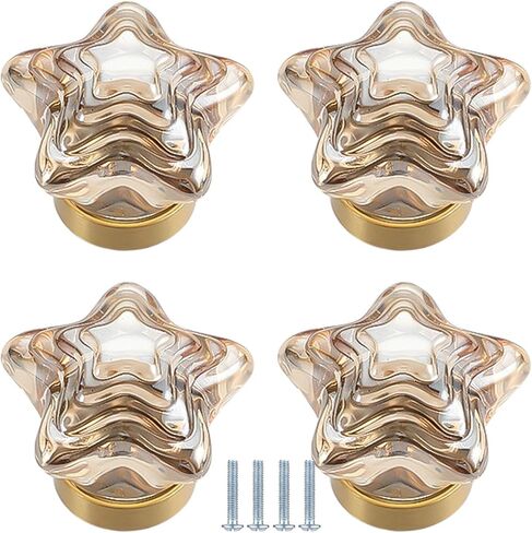 KEXYOAN Drawer Handles 4 Pack Brass Knobs Cabinet Clear Crystal Pulls Dressing Table Suitable for Wardrobes Drawers Bathroom Doors(Transparent,Rabbit 32mm) in Kuwait