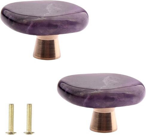 KEXYOAN Cabinet Handles Pulls 2Pcs Ore Brass Knobs and Drawer Dresser Knob Pink 40-45mm Diameter(White Crystal) in Kuwait