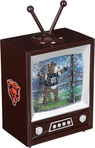 NFL Chicago Bears Snow Globe Lantern، كرة مائية تلفزيونية عتيقة مع أضواء وبريق دوار، تعمل بالبطارية لتزيين سطح الطاولة لكرة القدم في عيد الميلاد، هدية تذكارية لمحبي الرجال والنساء in Saudi Arabia