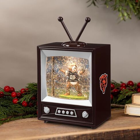 NFL Chicago Bears Snow Globe Lantern، كرة مائية تلفزيونية عتيقة مع أضواء وبريق دوار، تعمل بالبطارية لتزيين سطح الطاولة لكرة القدم في عيد الميلاد، هدية تذكارية لمحبي الرجال والنساء in Saudi Arabia