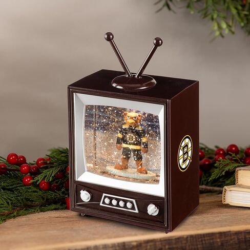 NHL Boston Bruins Snow Globe Lantern, Vintage TV Water Globe with Lights & Swirling Glitter, Battery Operated Christmas Decoration, Hockey Tabletop Indoor Décor, Gift for Men & Women Fans in Saudi Arabia