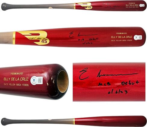 Elly De La Cruz موقعة من Red Player Model Bat Reds "M.L.B Debut 6/6/23" Beckett BAS Witness in Kuwait