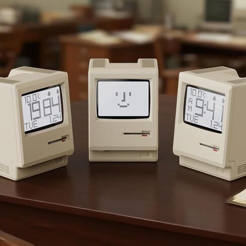 Maclock WB-8 ساعة منبه بكسل ريترو، 1984 80s ساعة رقمية إلكترونية بنمط الكمبيوتر مع شاشة LCD كبيرة، ساعة مكتب USB لغرفة النوم، أجهزة إنذار متعددة، تقويم، درجة الحرارة، سطوع قابل للتعديل in Saudi Arabia