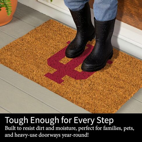 NCAA Indiana University Coir Door Mat, Indoor and Outdoor Entryway, 28 x 16 Inches Non Slip Back Welcome Floor Mats for Muddy Dog Paws, Weather-Resistant Front Door Entrance Home Décor in Saudi Arabia