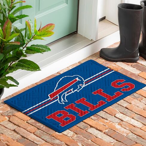 ممسحة مدخل فريق سبورتس أمريكا NFL | 28 × 16 بوصة | فتحة متقاطعة منقوشة | دعم غير قابل للانزلاق | ديكور المنزل الداخلي والخارجي (بافالو بيلز) in Kuwait