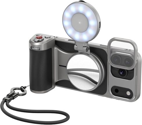 Telesin C03 Phone Magnetic Phone Selfie Light متوافق مع iPhone Magsafe ، CRI97 360 ° LED Selfie Ring Fill مع مرآة لصور الصور/التصوير الفوتوغرافي/Tiktok/Zoom Confer in Kuwait